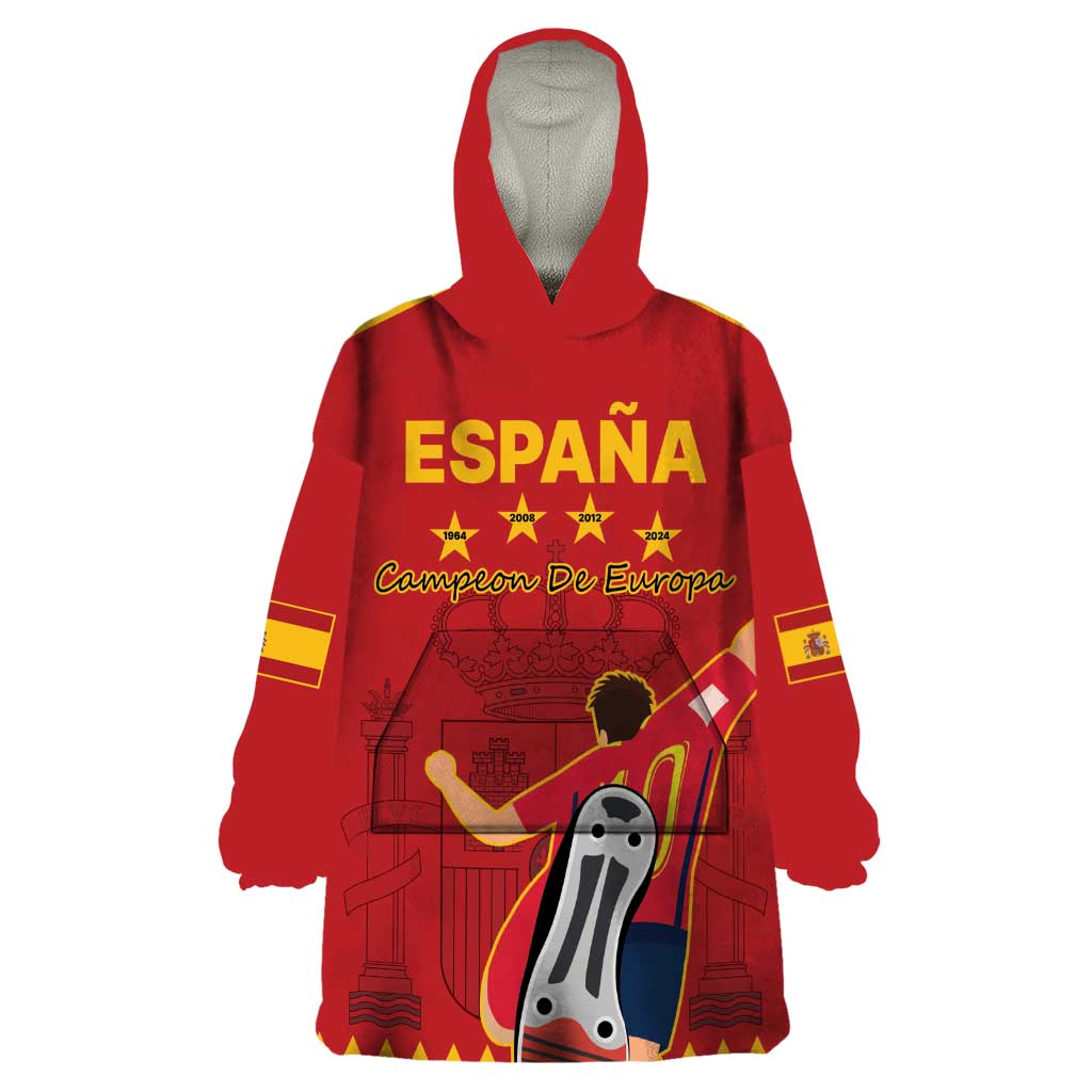 Custom Spain Euro 2024 Champions Wearable Blanket Hoodie La Roja Campeon De Europa - Wonder Print Shop