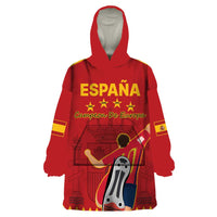 Custom Spain Euro 2024 Champions Wearable Blanket Hoodie La Roja Campeon De Europa - Wonder Print Shop