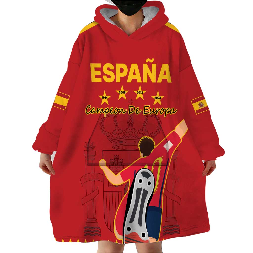 Custom Spain Euro 2024 Champions Wearable Blanket Hoodie La Roja Campeon De Europa - Wonder Print Shop