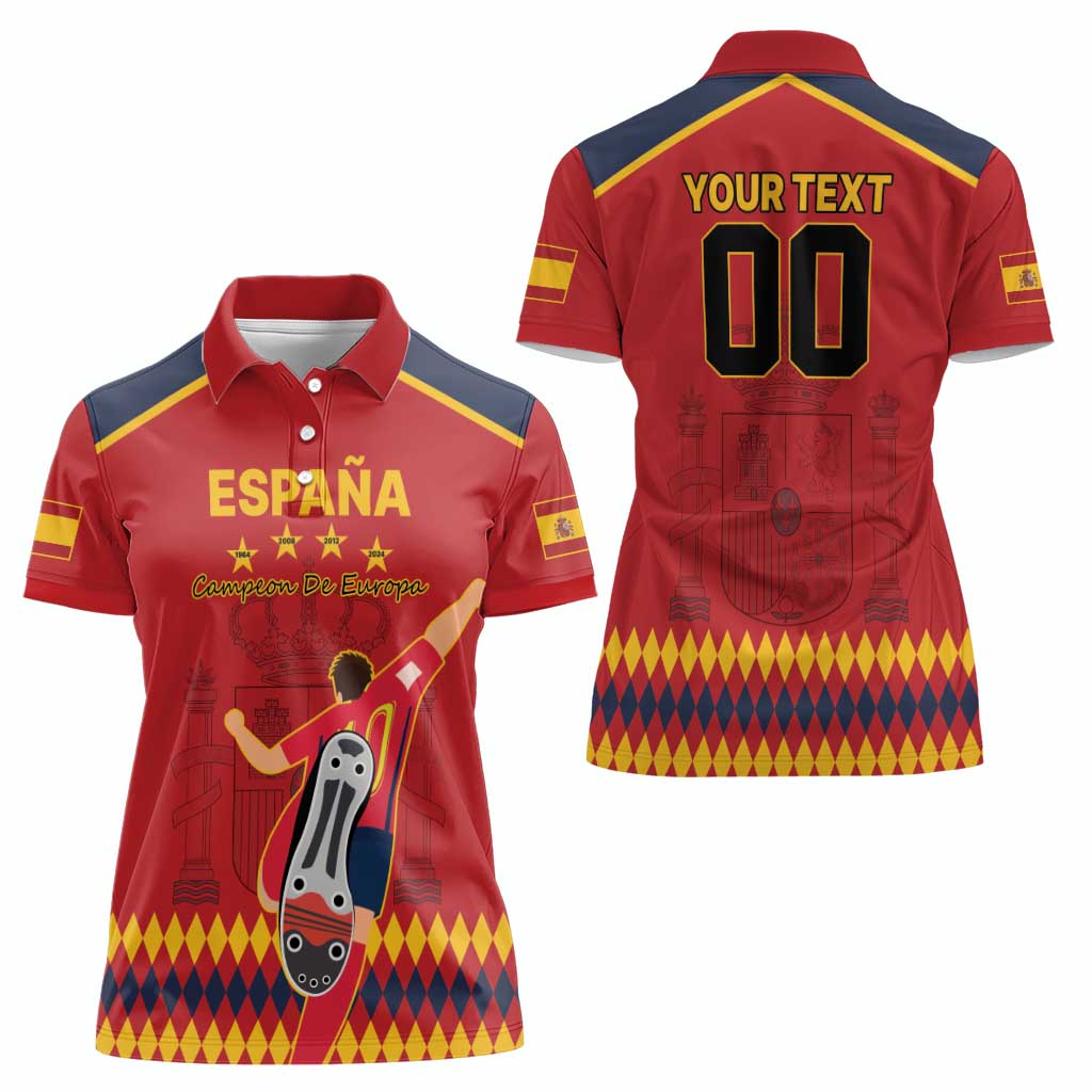 Custom Spain Euro 2024 Champions Women Polo Shirt La Roja Campeon De Europa - Wonder Print Shop