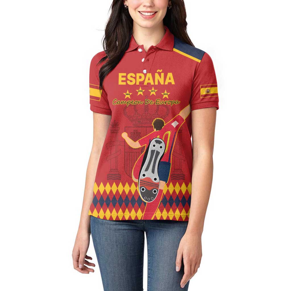 Custom Spain Euro 2024 Champions Women Polo Shirt La Roja Campeon De Europa - Wonder Print Shop