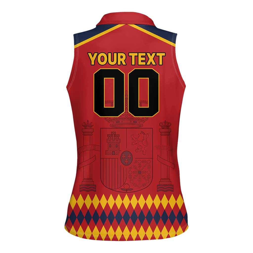 Custom Spain Euro 2024 Champions Women Sleeveless Polo Shirt La Roja Campeon De Europa - Wonder Print Shop