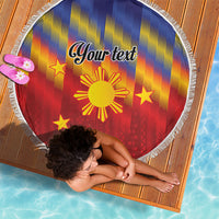 Personalized Philippines Eight Rays Sun Beach Blanket Traditional Filipino Igorot Pattern Motif