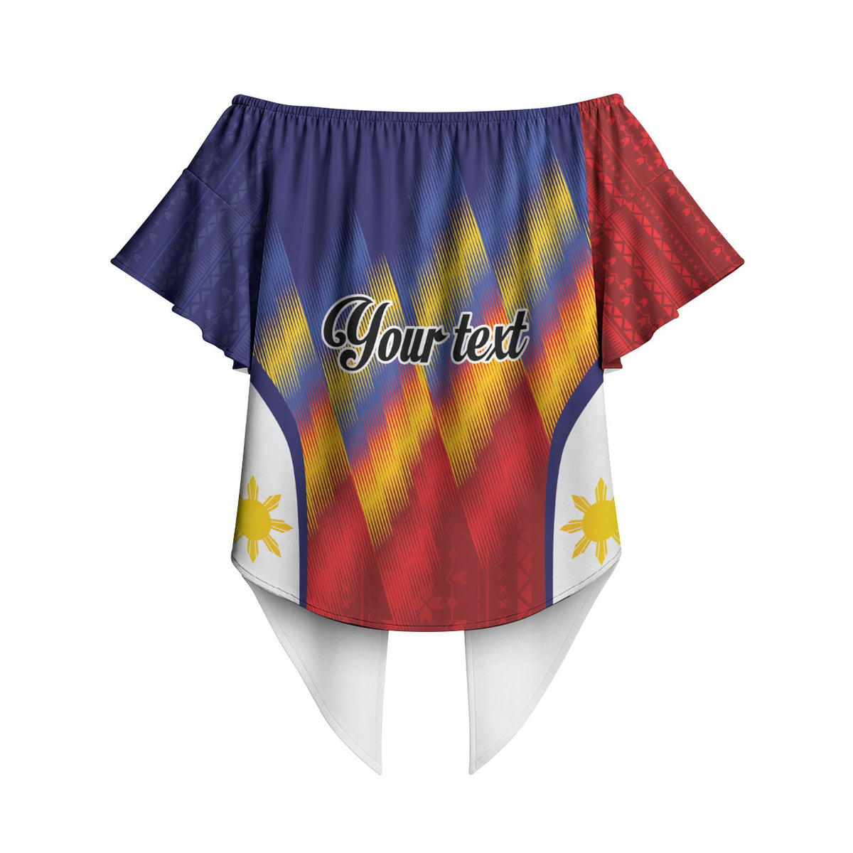 Personalized Philippines Eight Rays Sun Off Shoulder Wrap Waist Top Traditional Filipino Igorot Pattern Motif