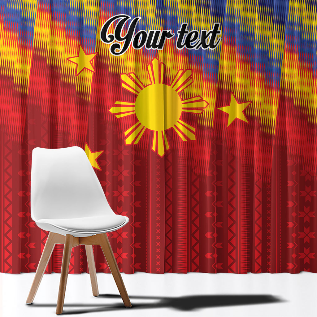 Personalized Philippines Eight Rays Sun Window Curtain Traditional Filipino Igorot Pattern Motif