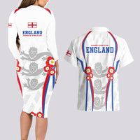 England Women Football Couples Matching Long Sleeve Bodycon Dress and Hawaiian Shirt Three Lions Go World Cup 2023 LT9 - Wonder Print Shop