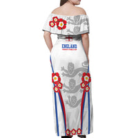 England Women Football Off Shoulder Maxi Dress Three Lions Go World Cup 2023 - Wonder Print Shop