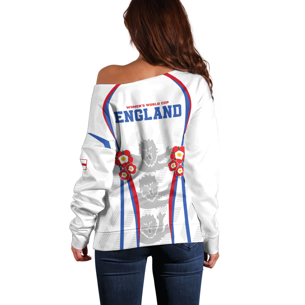England Women Football Off Shoulder Sweater Three Lions Go World Cup 2023 - Wonder Print Shop