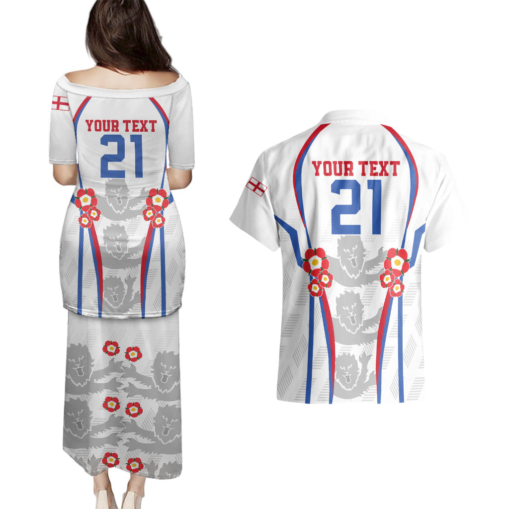 Custom England Women Football Couples Matching Puletasi Dress and Hawaiian Shirt Three Lions Go World Cup 2023 LT9 - Wonder Print Shop