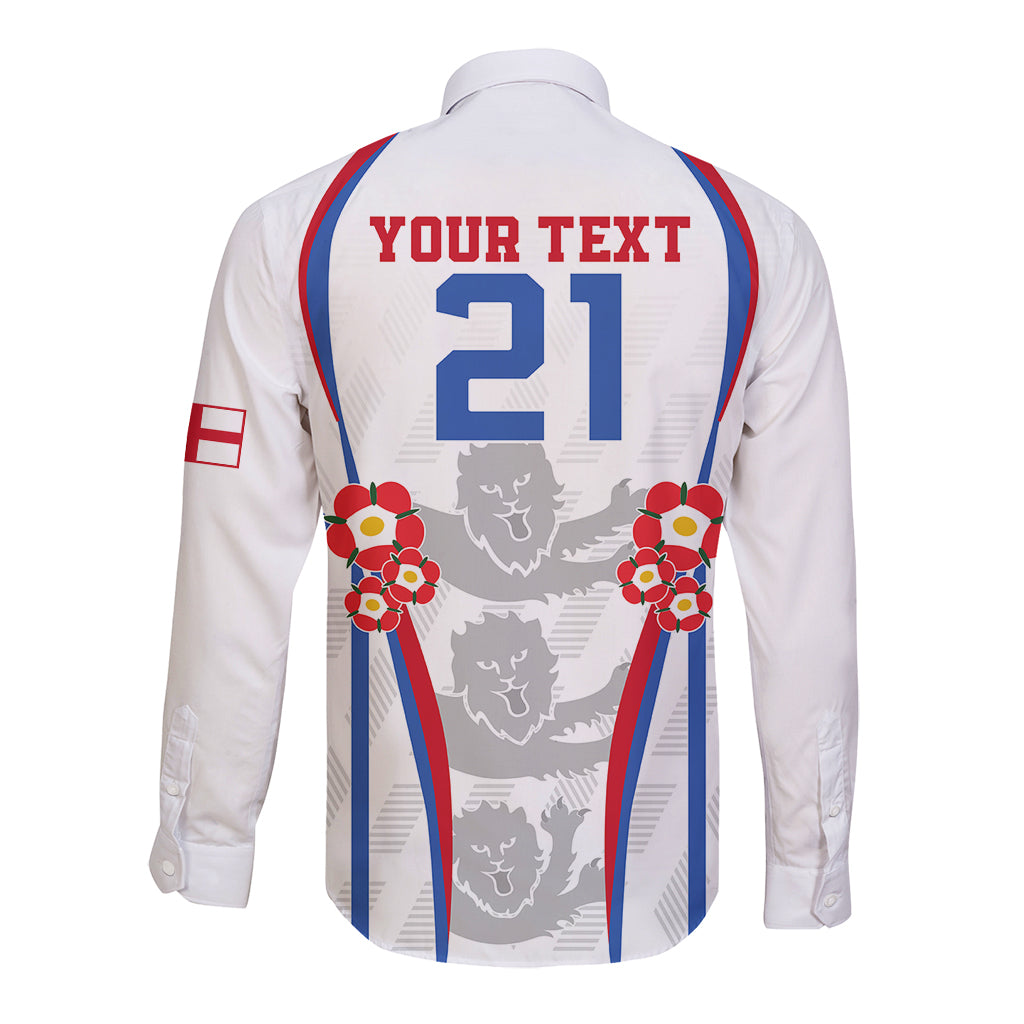 Custom England Women Football Long Sleeve Button Shirt Three Lions Go World Cup 2023 - Wonder Print Shop