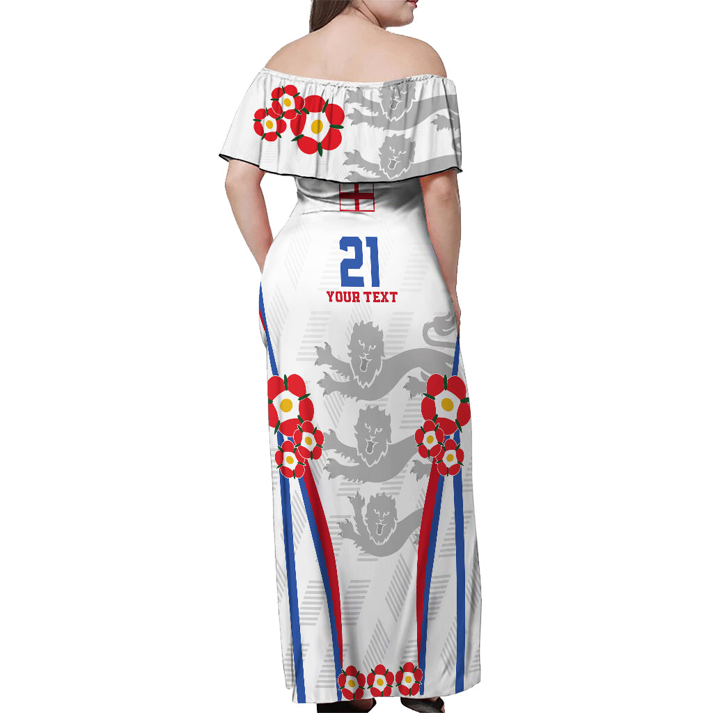 Custom England Women Football Off Shoulder Maxi Dress Three Lions Go World Cup 2023 - Wonder Print Shop
