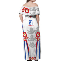 Custom England Women Football Off Shoulder Maxi Dress Three Lions Go World Cup 2023 - Wonder Print Shop