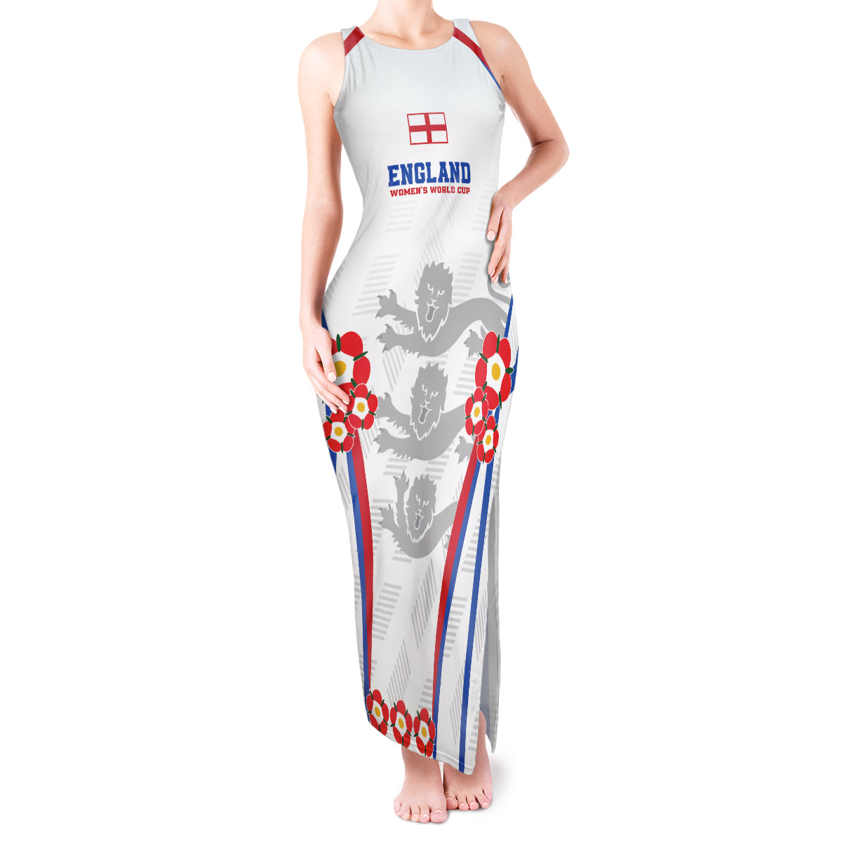 Custom England Women Football Tank Maxi Dress Three Lions Go World Cup 2023 - Wonder Print Shop