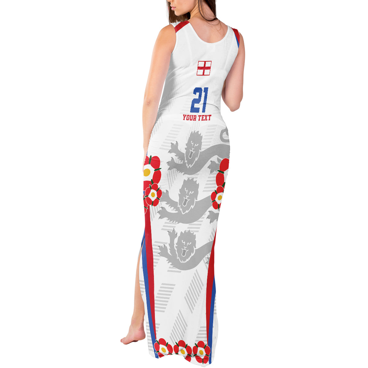 Custom England Women Football Tank Maxi Dress Three Lions Go World Cup 2023 - Wonder Print Shop