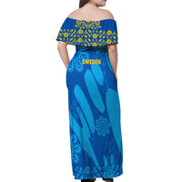 Sweden Women Football Off Shoulder Maxi Dress Blagult World Cup 2023 - Wonder Print Shop