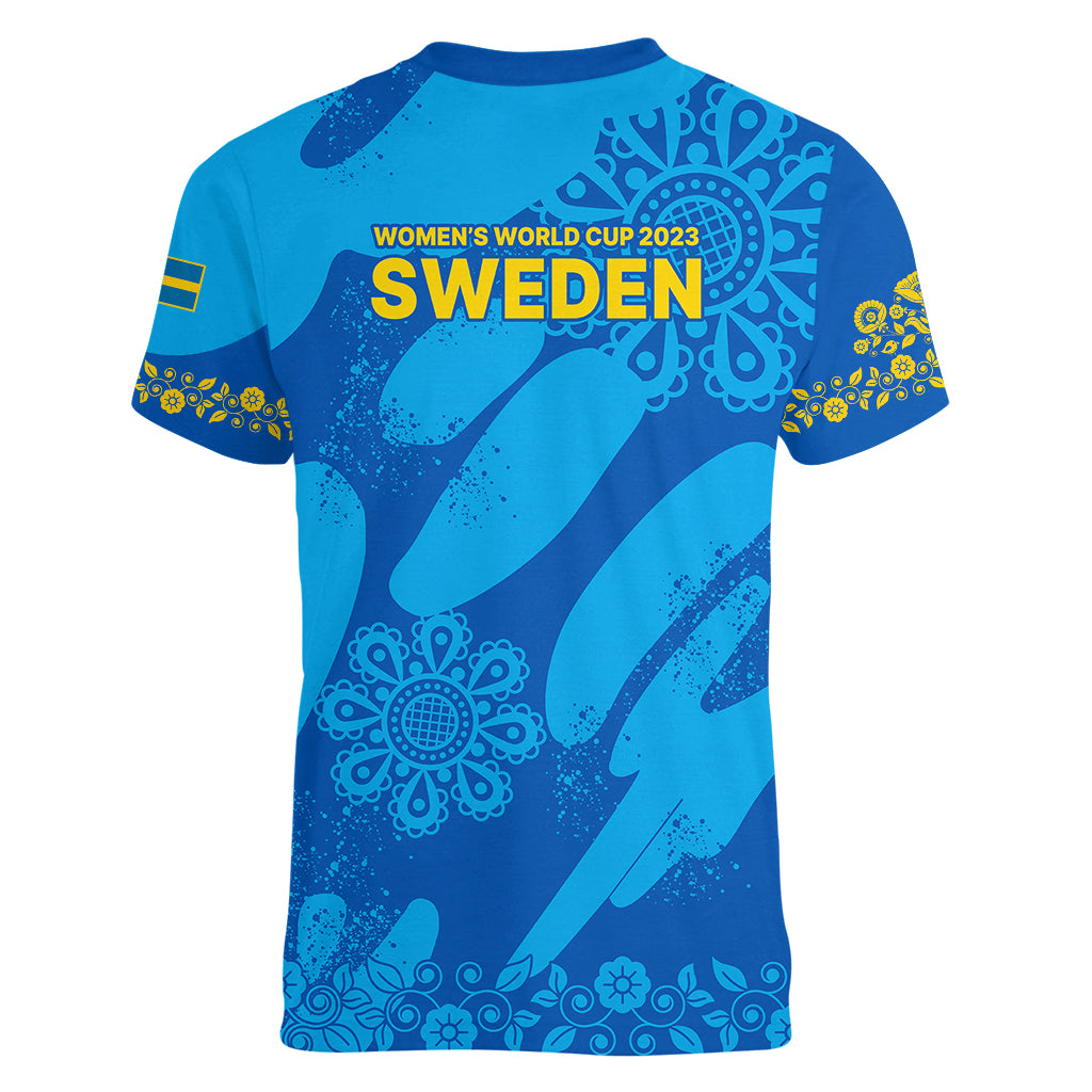 Sweden Women Football Women V Neck T Shirt Blagult World Cup 2023 - Wonder Print Shop