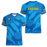Sweden Women Football Women V Neck T Shirt Blagult World Cup 2023 - Wonder Print Shop