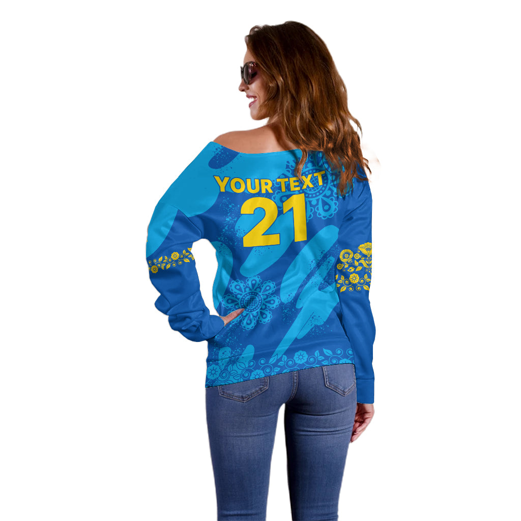 Custom Sweden Women Football Off Shoulder Sweater Blagult World Cup 2023 - Wonder Print Shop