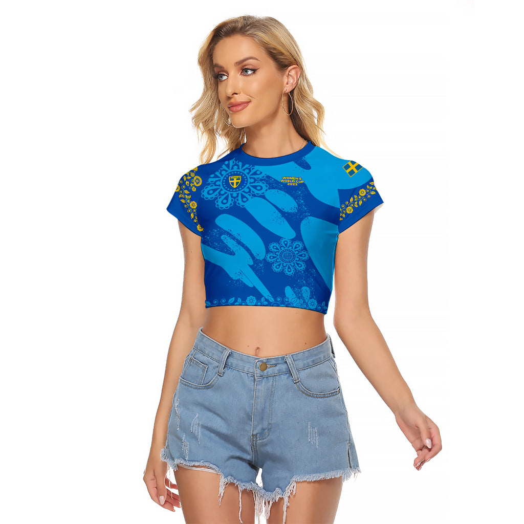 Custom Sweden Women Football Raglan Cropped T Shirt Blagult World Cup 2023 - Wonder Print Shop