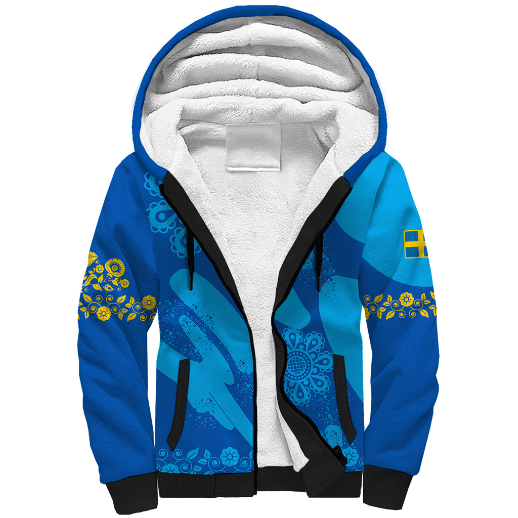 Custom Sweden Women Football Sherpa Hoodie Blagult World Cup 2023 - Wonder Print Shop