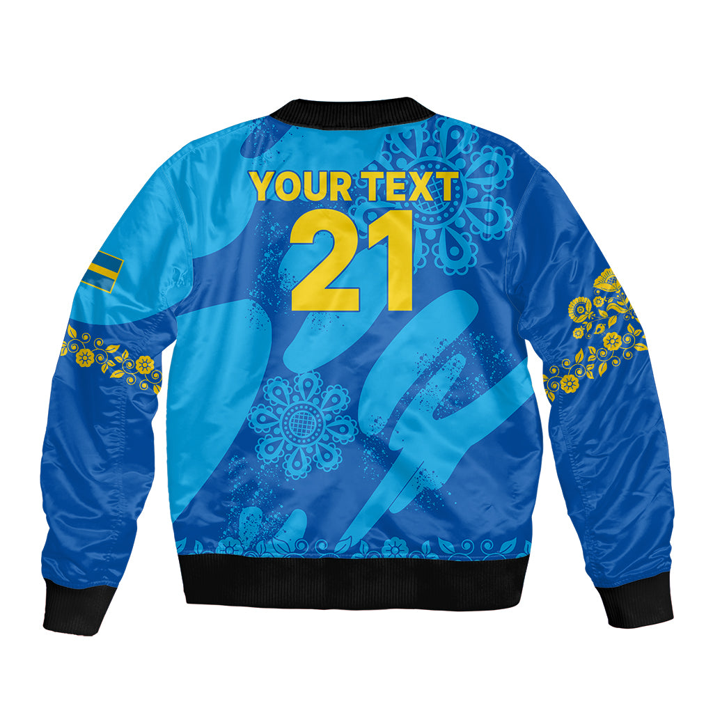 Custom Sweden Women Football Sleeve Zip Bomber Jacket Blagult World Cup 2023 - Wonder Print Shop