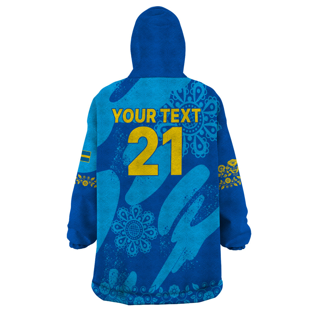 Custom Sweden Women Football Wearable Blanket Hoodie Blagult World Cup 2023 - Wonder Print Shop