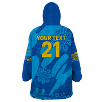 Custom Sweden Women Football Wearable Blanket Hoodie Blagult World Cup 2023 - Wonder Print Shop