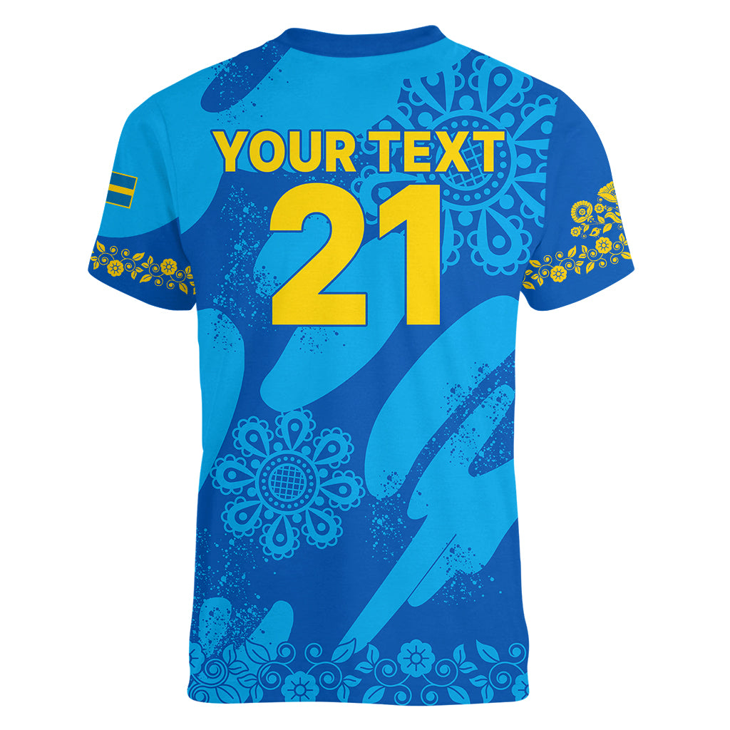 Custom Sweden Women Football Women V Neck T Shirt Blagult World Cup 2023 - Wonder Print Shop