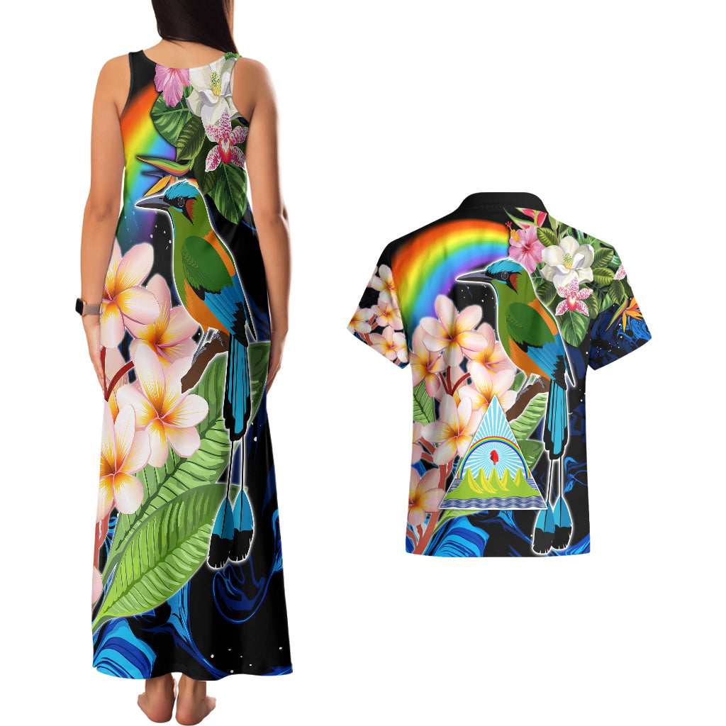 Nicaragua Couples Matching Tank Maxi Dress and Hawaiian Shirt Guardabarranco and Beauty Sacuanjoche Sprit LT9 - Wonder Print Shop