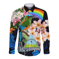 Nicaragua Long Sleeve Button Shirt Guardabarranco and Beauty Sacuanjoche Sprit - Wonder Print Shop