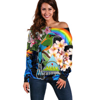 Nicaragua Off Shoulder Sweater Guardabarranco and Beauty Sacuanjoche Sprit - Wonder Print Shop