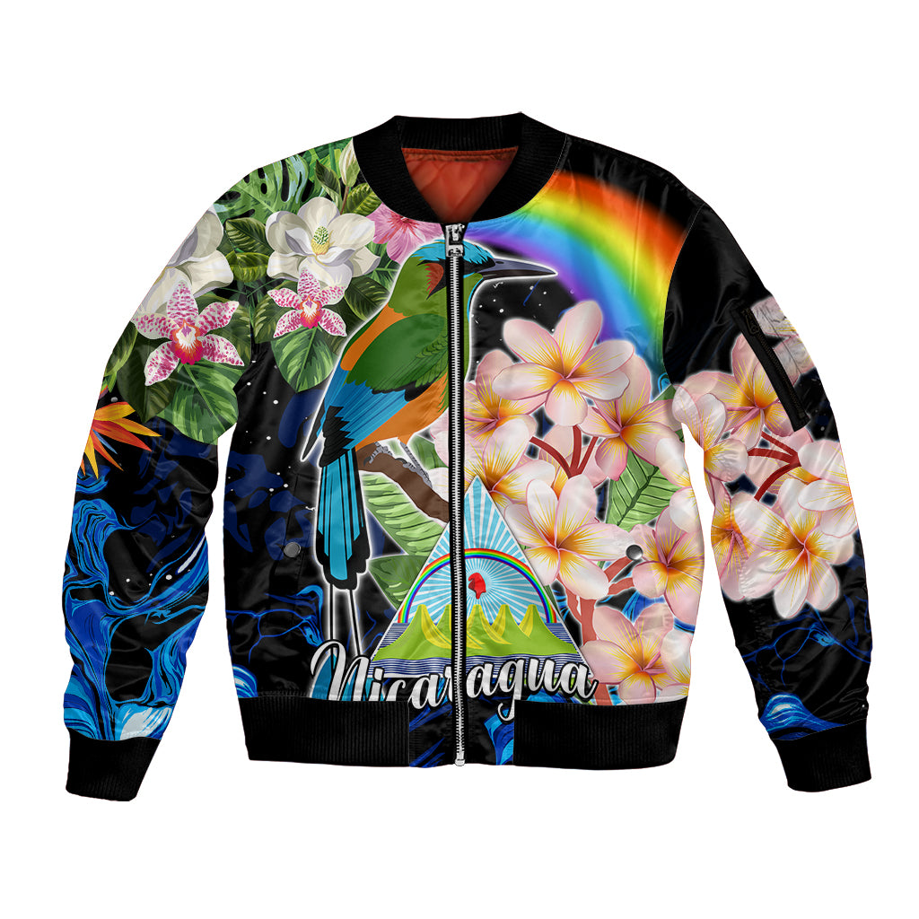Nicaragua Sleeve Zip Bomber Jacket Guardabarranco and Beauty Sacuanjoche Sprit - Wonder Print Shop