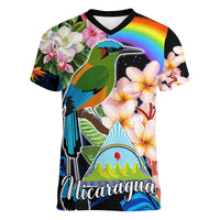 Nicaragua Women V Neck T Shirt Guardabarranco and Beauty Sacuanjoche Sprit - Wonder Print Shop