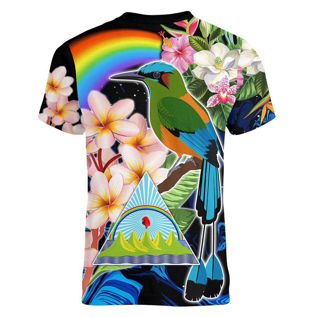 Nicaragua Women V Neck T Shirt Guardabarranco and Beauty Sacuanjoche Sprit - Wonder Print Shop