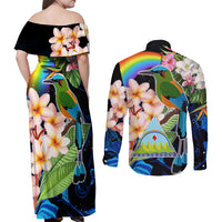 Personalised Nicaragua Couples Matching Off Shoulder Maxi Dress and Long Sleeve Button Shirts Guardabarranco and Beauty Sacuanjoche Sprit LT9 - Wonder Print Shop