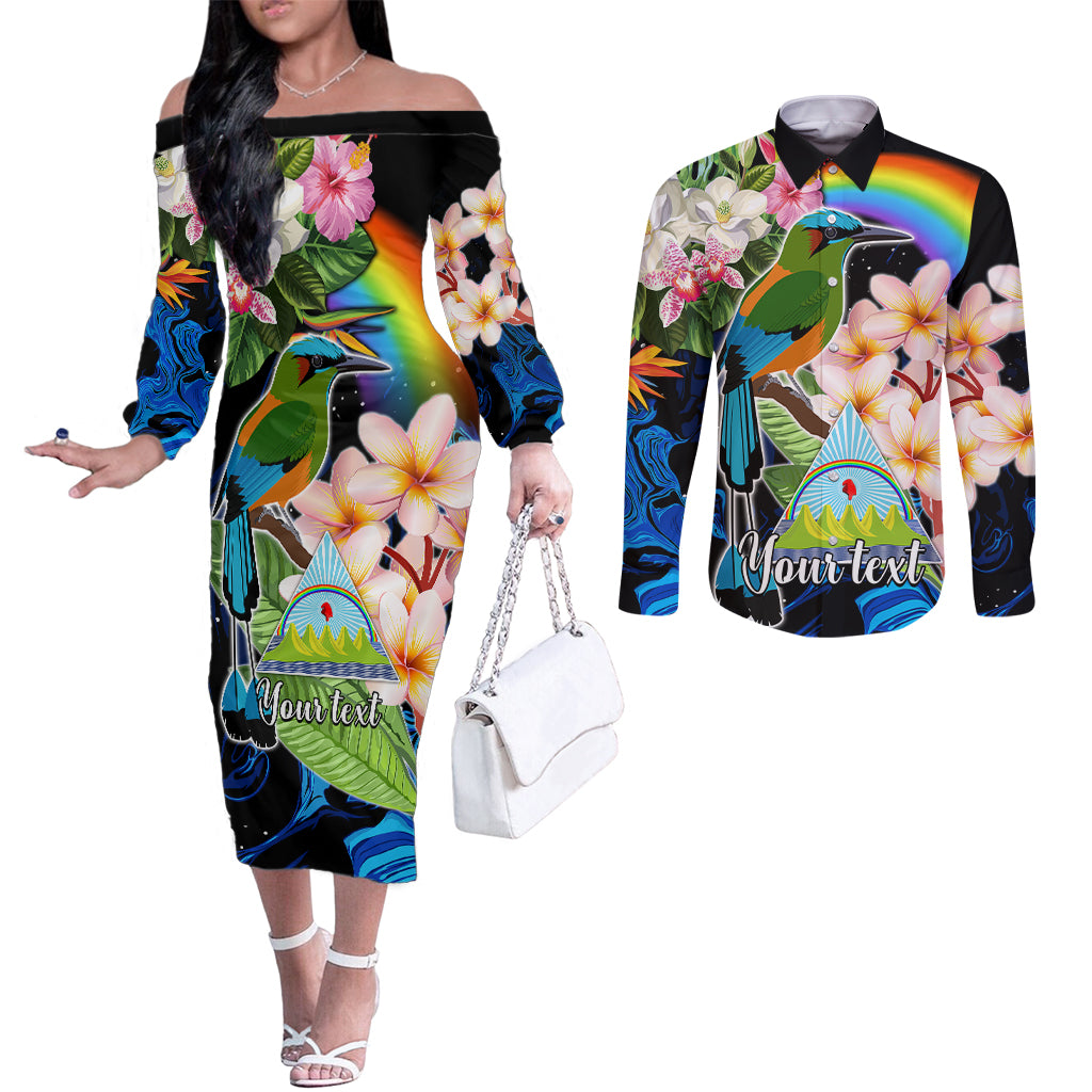 personalised-nicaragua-couples-matching-off-the-shoulder-long-sleeve-dress-and-long-sleeve-button-shirts-guardabarranco-and-beauty-sacuanjoche-sprit