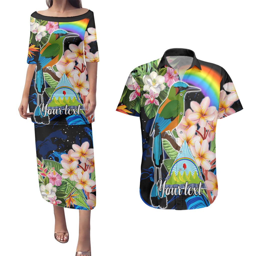 Personalised Nicaragua Couples Matching Puletasi Dress and Hawaiian Shirt Guardabarranco and Beauty Sacuanjoche Sprit LT9 - Wonder Print Shop