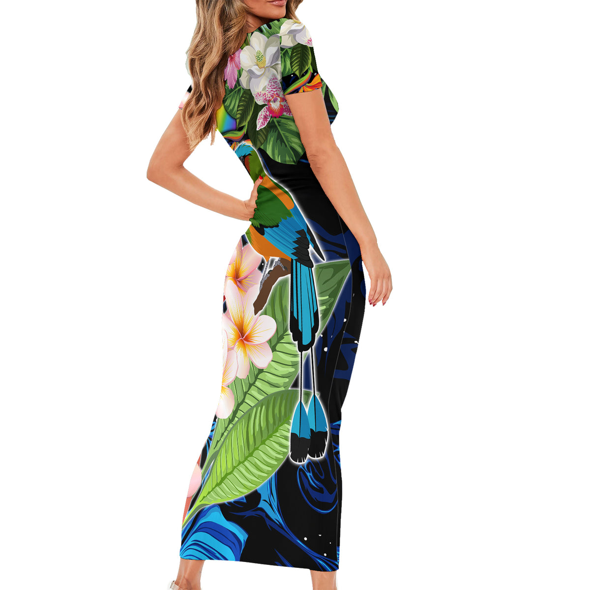 Personalised Nicaragua Short Sleeve Bodycon Dress Guardabarranco and Beauty Sacuanjoche Sprit - Wonder Print Shop