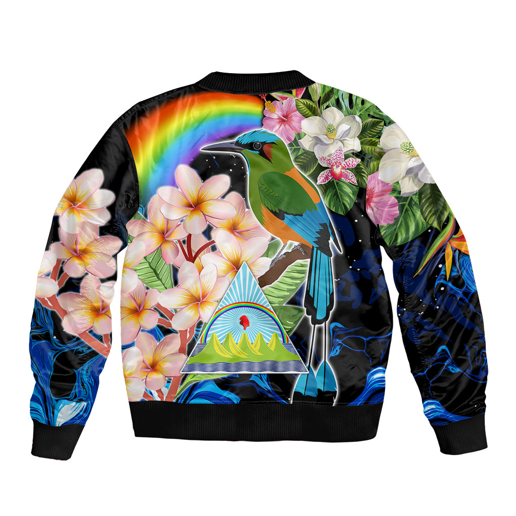 Personalised Nicaragua Sleeve Zip Bomber Jacket Guardabarranco and Beauty Sacuanjoche Sprit - Wonder Print Shop
