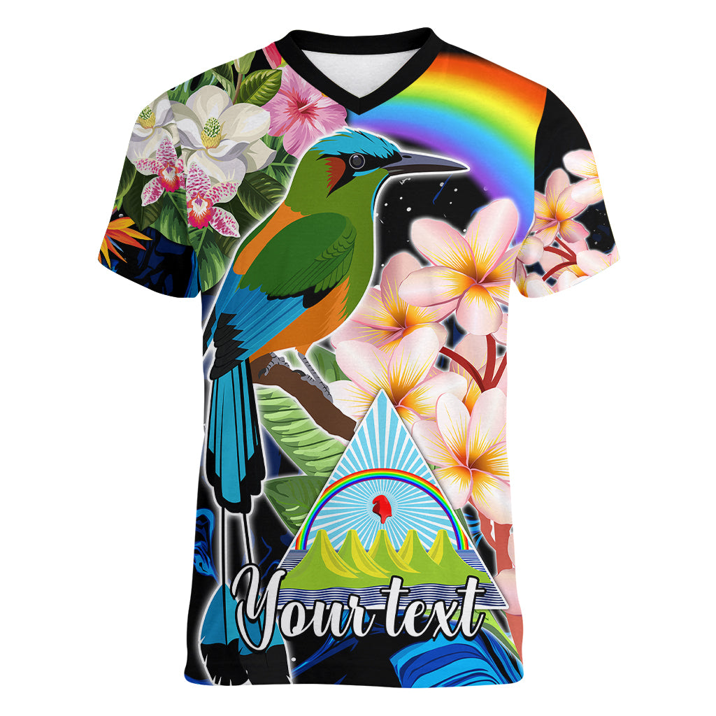 Personalised Nicaragua Women V Neck T Shirt Guardabarranco and Beauty Sacuanjoche Sprit - Wonder Print Shop