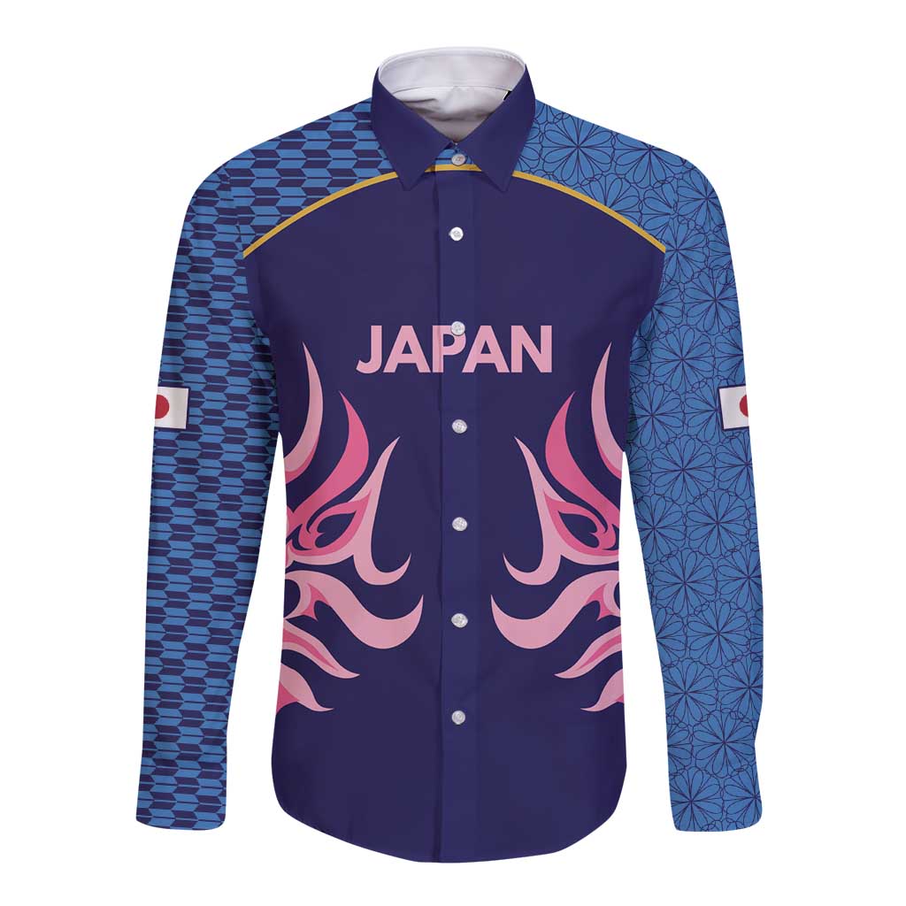 Twenty20 Japan Cricket Custom Long Sleeve Button Shirt Retro Blue Version - Wonder Print Shop