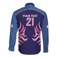 Twenty20 Japan Cricket Custom Long Sleeve Button Shirt Retro Blue Version - Wonder Print Shop