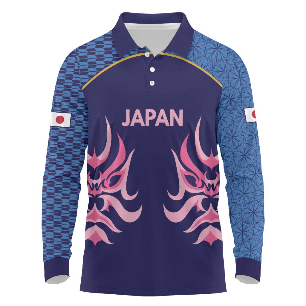 Twenty20 Japan Cricket Custom Long Sleeve Polo Shirt Retro Blue Version - Wonder Print Shop