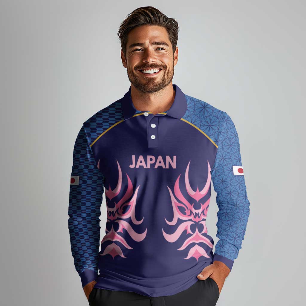 Twenty20 Japan Cricket Custom Long Sleeve Polo Shirt Retro Blue Version - Wonder Print Shop