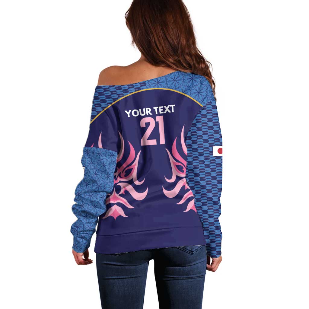 Twenty20 Japan Cricket Custom Off Shoulder Sweater Retro Blue Version - Wonder Print Shop