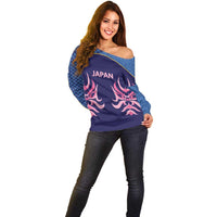 Twenty20 Japan Cricket Custom Off Shoulder Sweater Retro Blue Version - Wonder Print Shop