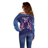 Twenty20 Japan Cricket Custom Off Shoulder Sweater Retro Blue Version - Wonder Print Shop