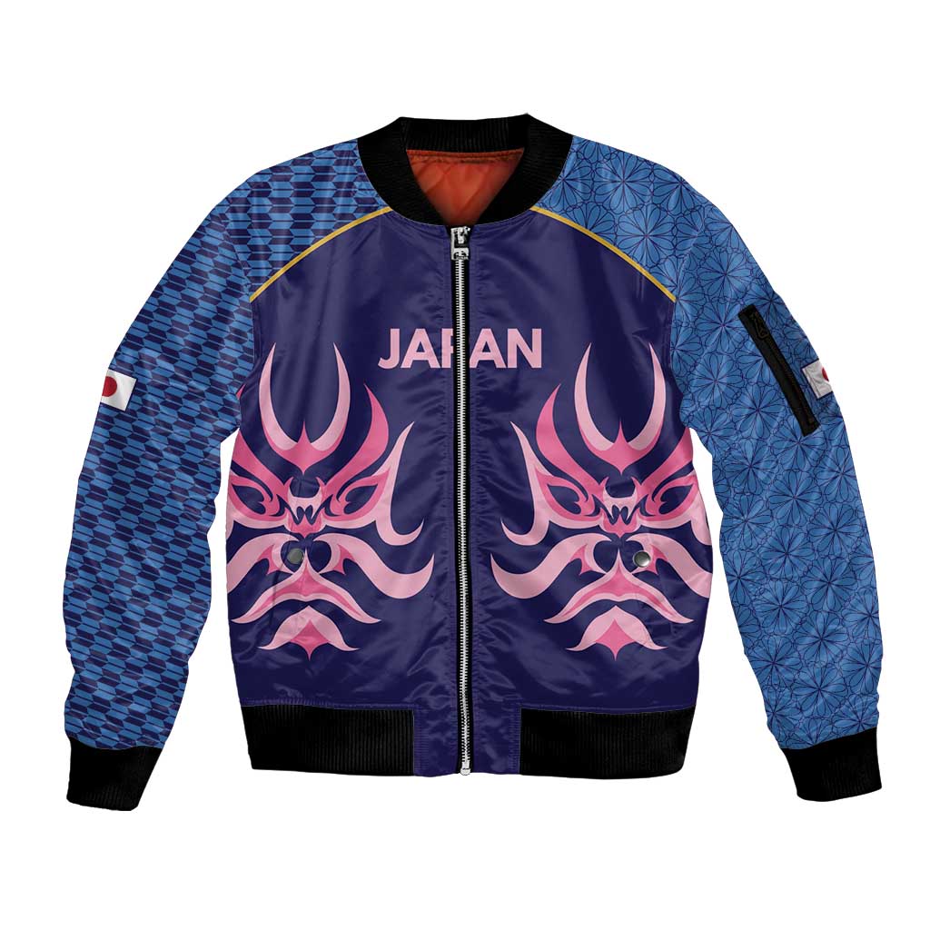 Twenty20 Japan Cricket Custom Sleeve Zip Bomber Jacket Retro Blue Version - Wonder Print Shop