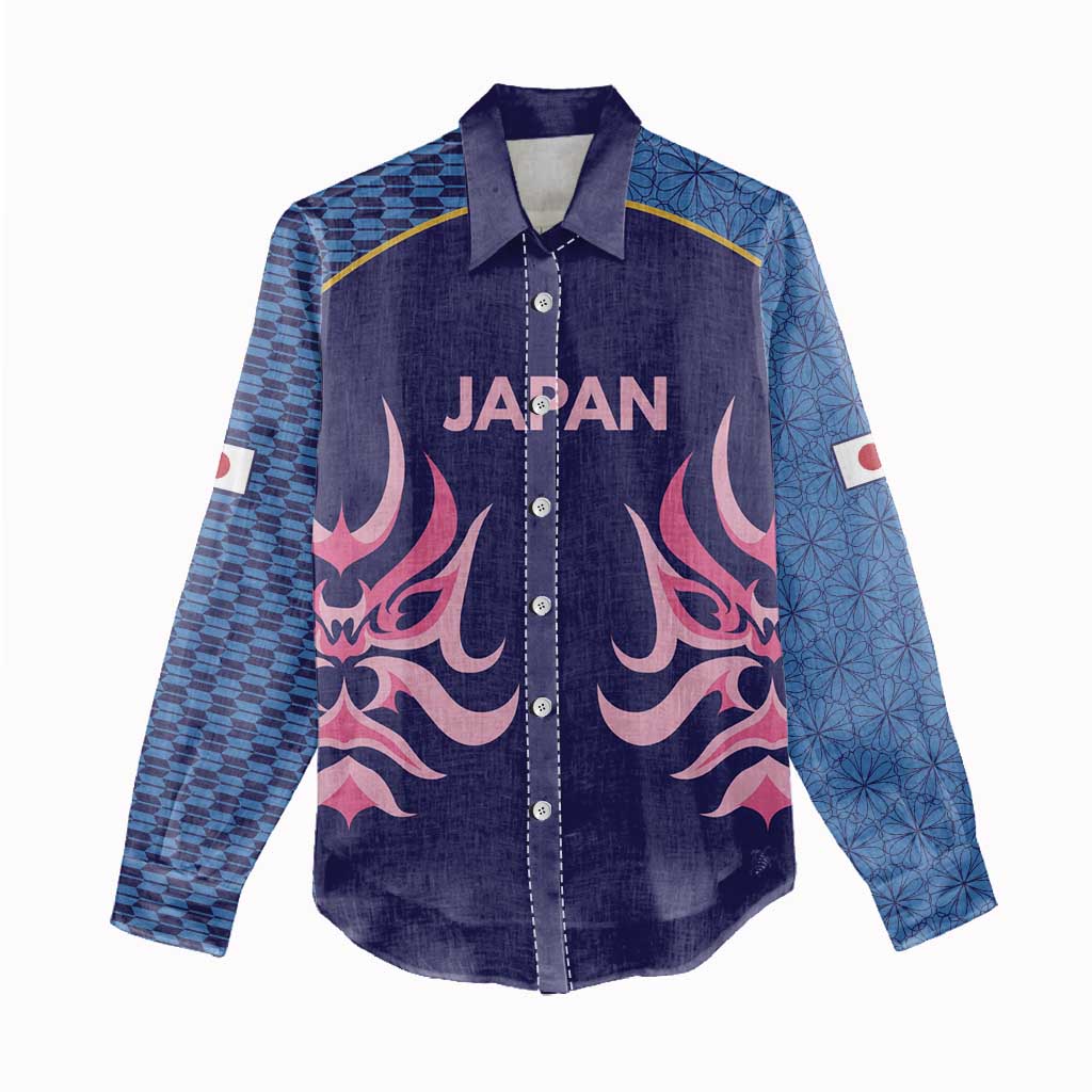 Twenty20 Japan Cricket Custom Women Casual Shirt Retro Blue Version - Wonder Print Shop