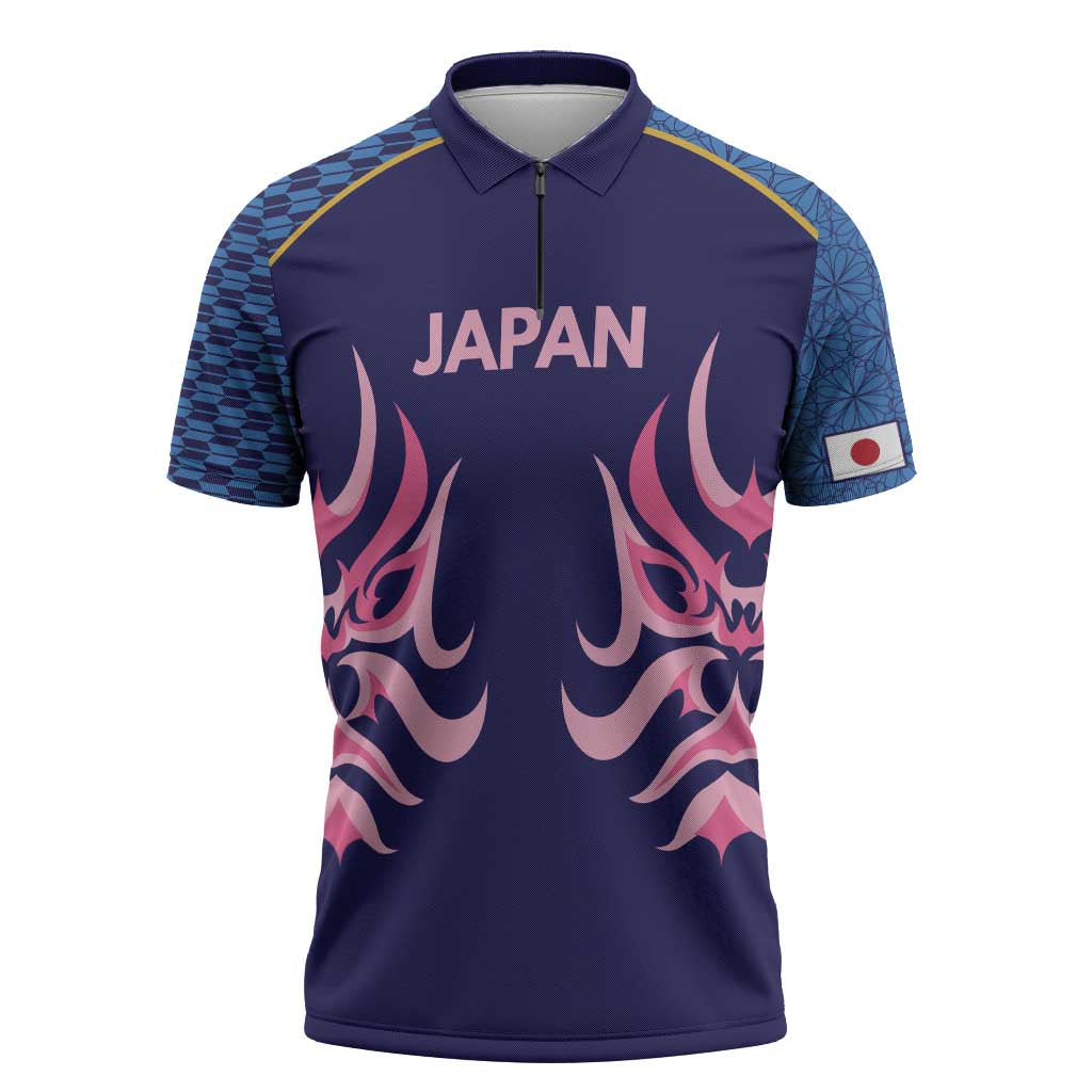 Twenty20 Japan Cricket Custom Zipper Polo Shirt Retro Blue Version - Wonder Print Shop